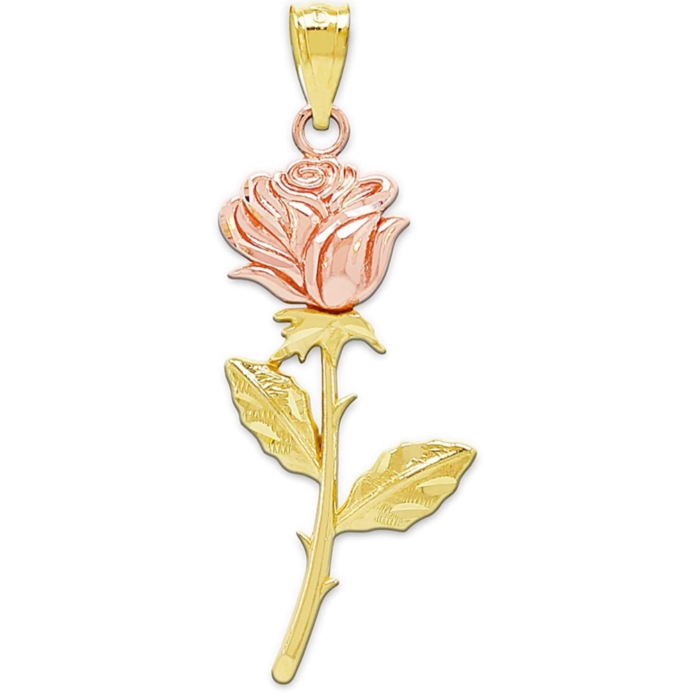 10k Enchanted Rose Beauty and the Beast Pendant
